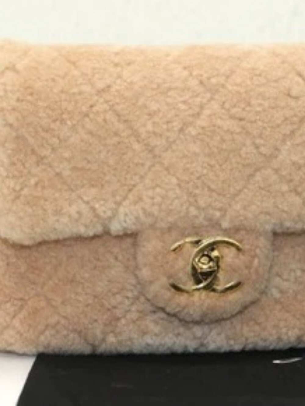 Chanel Small CC Flap Bag Light Pink Shearling Brushed Gold Hardware